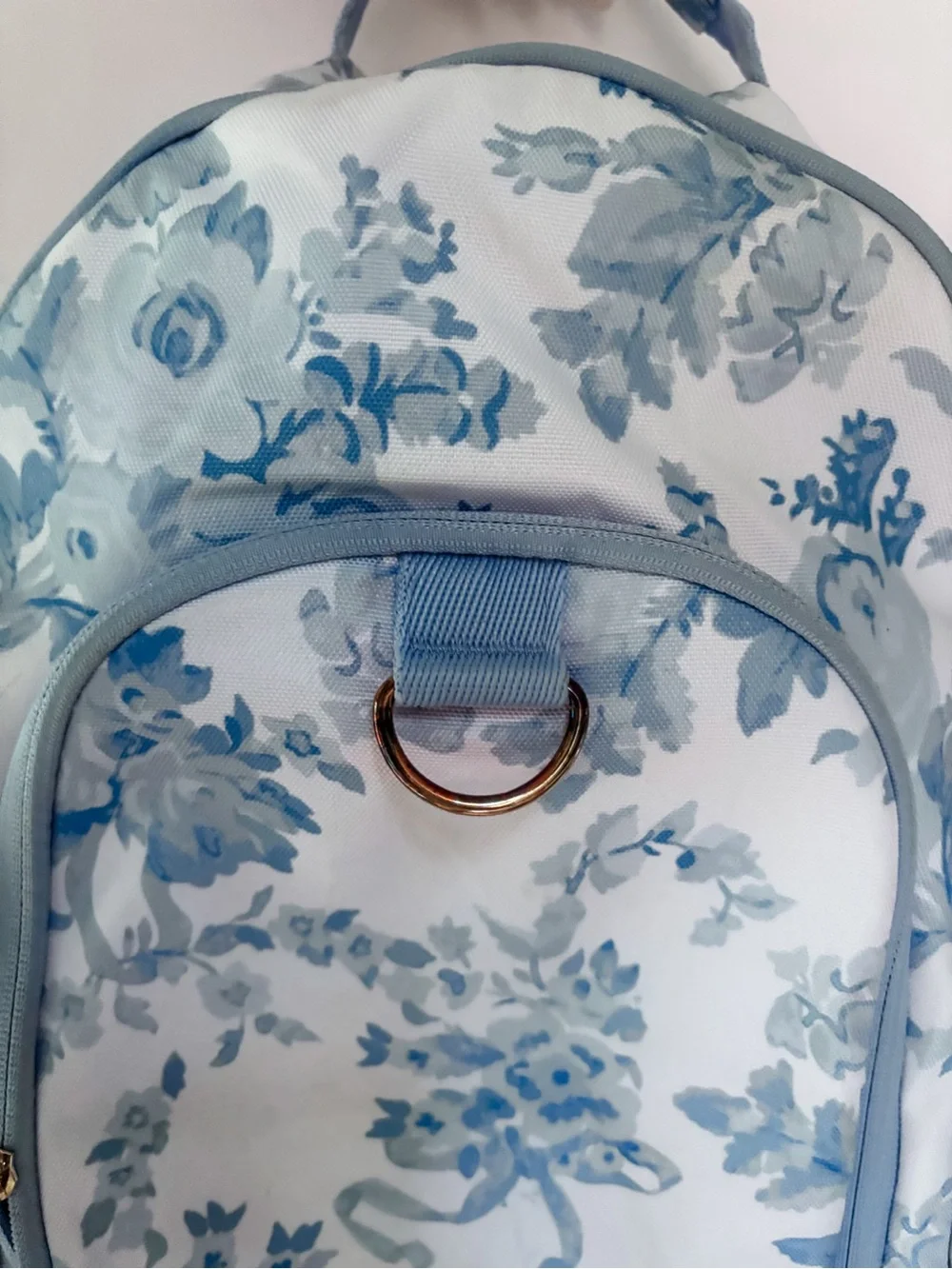 LoveShackFancy Light Blue and White Floral Kids Backpack